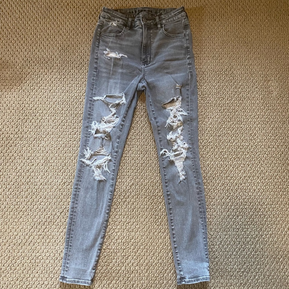 AE super high rise jeggings with rips